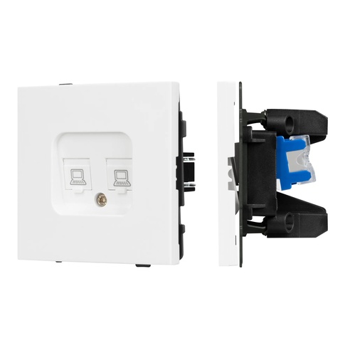 Механизм компьютерной розетки двойной SCT-TENDO-MPC2-PL-WH (RJ-45, CAT6) (Arlight, -)