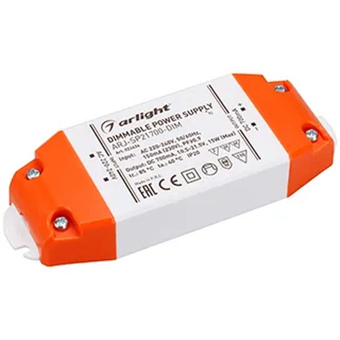 Блок питания ARJ-SP21700-DIM (15W, 700mA, PFC, Triac) (Arlight, IP20 Пластик, 3 года)