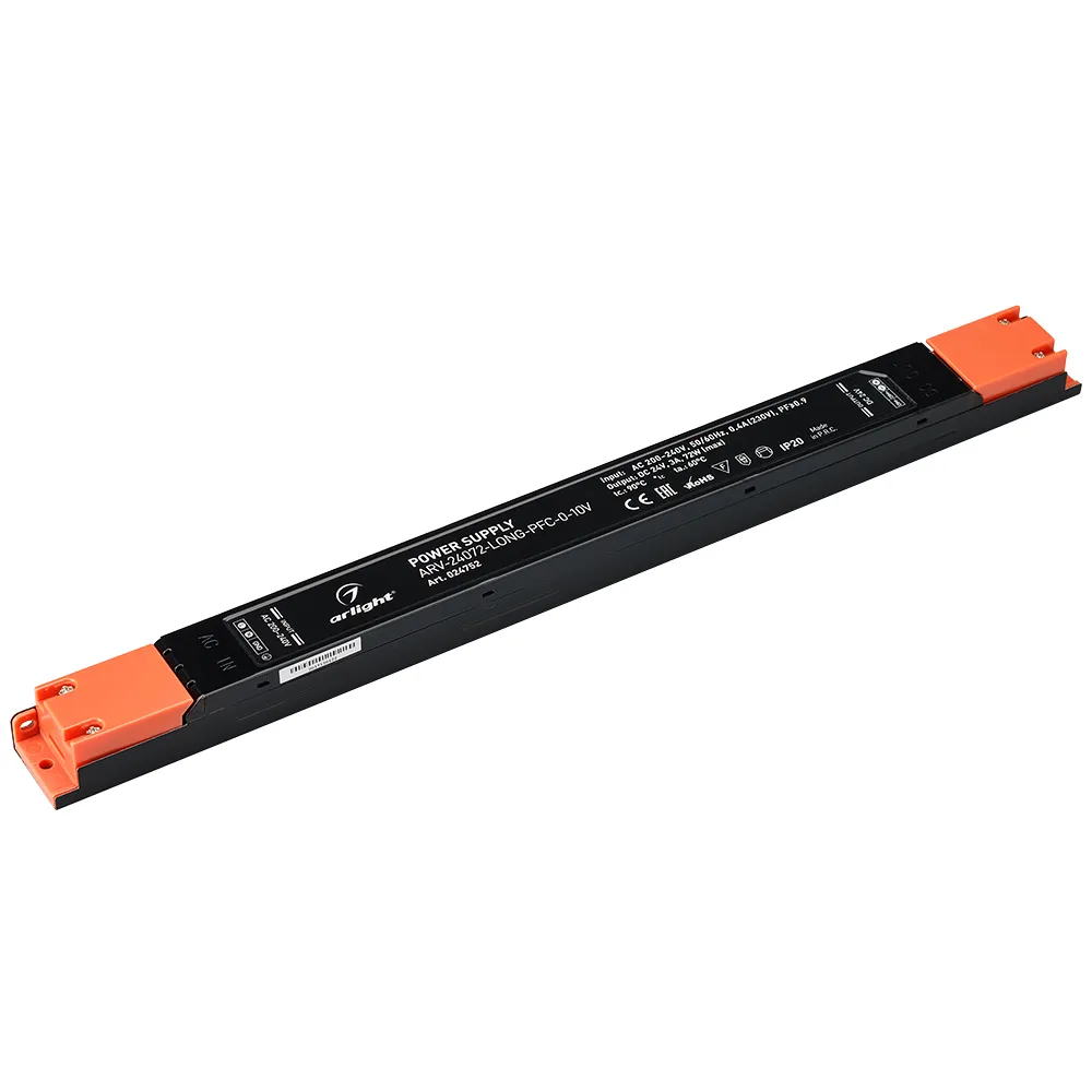 Блок питания ARV-24072-LONG-PFC-0-10V (24V, 3A, 72W) (Arlight, IP20 Металл, 5 лет) - изображение товара