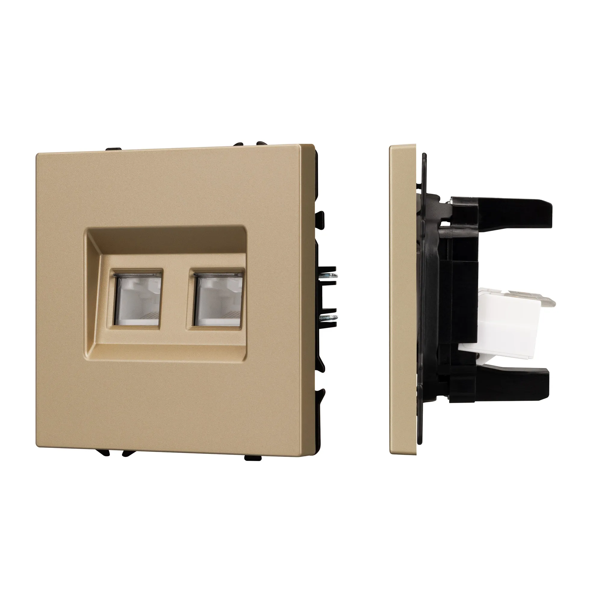 Механизм сдвоенной компьютерной розетки SCT-NOBE-MPC2-SFPL-GD (RJ-45, CAT6) (Arlight, -) - изображение товара