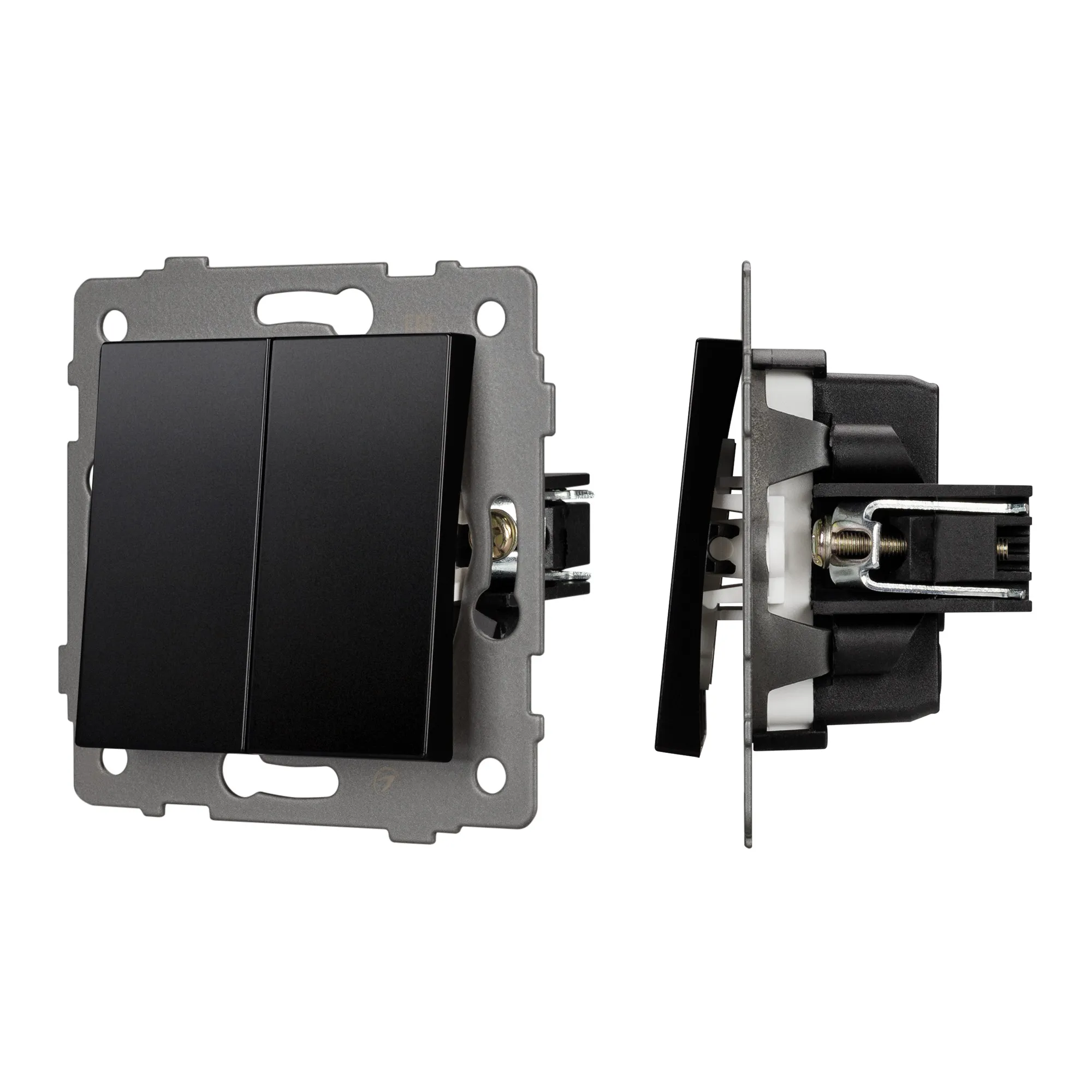 Механизм выключателя двухклавишный самовозвратный SWT-MKR2-PL-BK-V (250V, 10A) (Arlight, -) - изображение товара