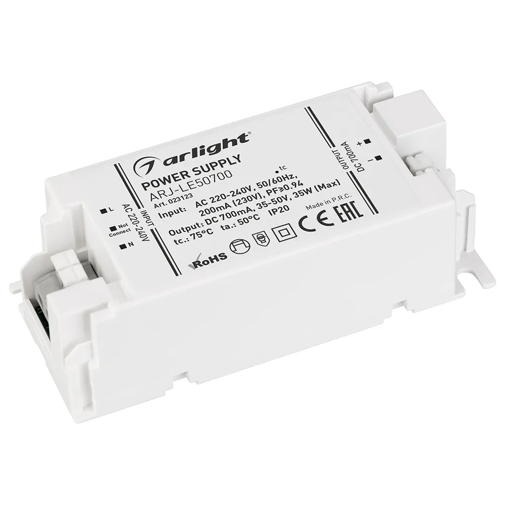 Блок питания ARJ-LE50700 (35W, 700mA, PFC) (Arlight, IP20 Пластик, 3 года) - изображение товара