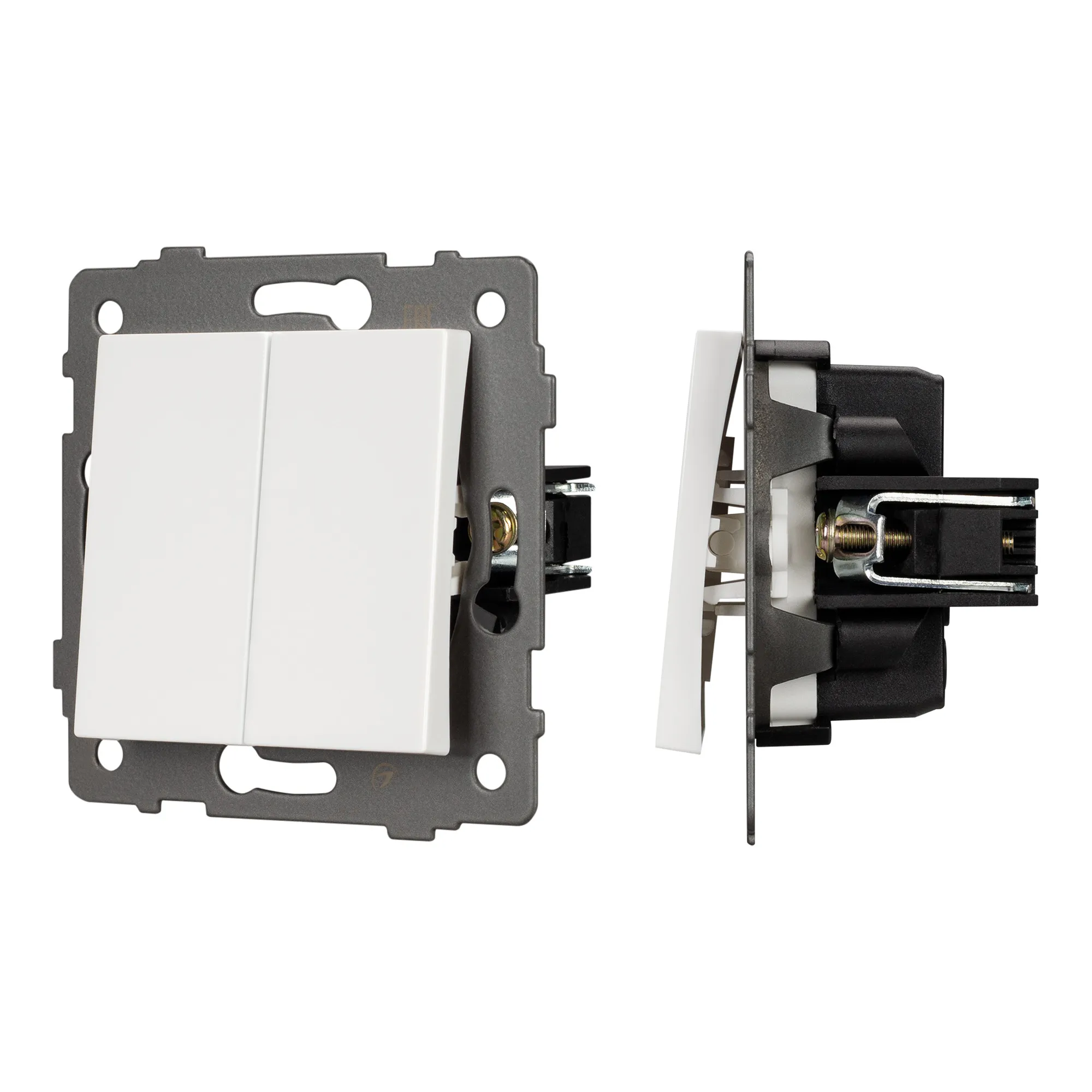 Механизм выключателя двухклавишный проходной SWT-MKP2-PL-WH-V (250V, 10A) (Arlight, -) - изображение товара